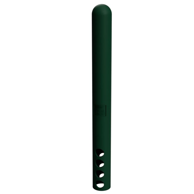 bor150b Non Conductive Bollard 150mm Round 1 Green bollard post with rounded top and four circular holes near the bottom, used for traffic and pedestrian control and site security.