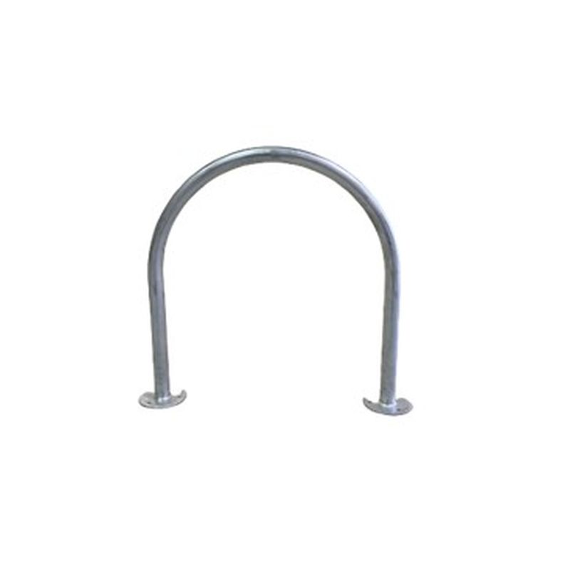 dbr850sm Dugite Bike Rail Surface Mount - Heavy Duty Galvanised (HDG) 4 U-shaped bike rack made of metal. Silver bicycle parking stand for outdoor use. Cycle storage solution, durable and secure.