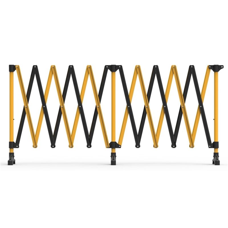 deb3 Dugite Expandable Barrier 5m Black/Yellow 2 Yellow and black expandable barrier gate. Portable safety barricade for crowd control. Accordion style folding fence with wheels.