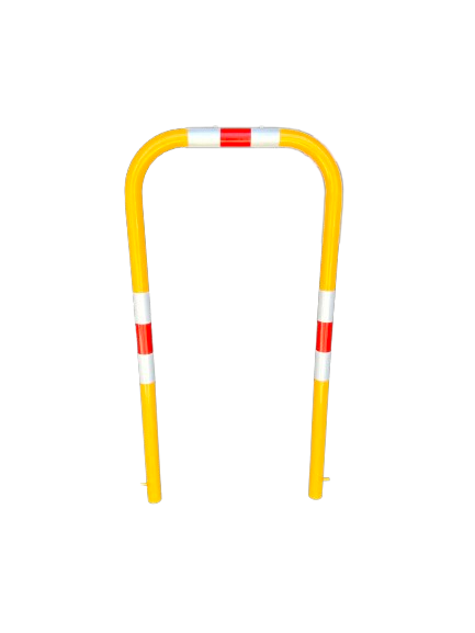 600 removebg preview Dugite Pedestrian Rail 600mm 4 Dugite Pedestrian Rail, 600mm. Yellow metal pedestrian rail with red and white reflective bands. Safety barrier for pedestrian walkways.