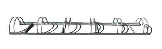Dugite 6-Bike Rack, surface mount. Heavy-duty galvanized (HDG) steel bike rack for parking and securing up to six bicycles.