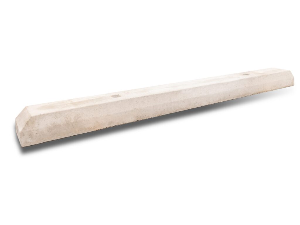 Dugite concrete wheel stop. Parking block made of durable concrete material. Ideal for controlling vehicle parking and preventing damage.
