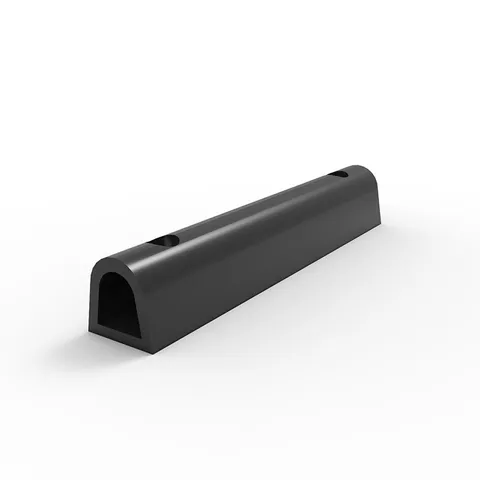 Black 100mm x 100mm x 610mm dock bumper rubber. Protective buffer for docks, preventing damage from boats. Durable marine accessory.
