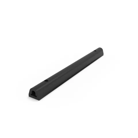 Black dock bumper rubber, 50mm x 50mm x 610mm, used for protecting docks and boats from damage during mooring and docking operations.