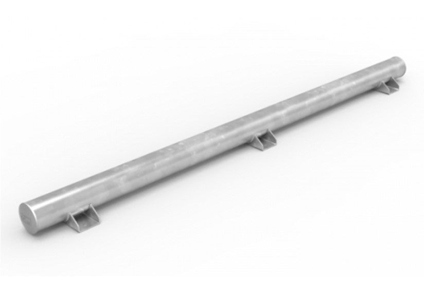 TS90G Heavy Truck Stop - 90mm Diameter - Galvanised 4 Galvanised heavy truck stop, 90mm diameter. Metal bar with mounting brackets for vehicle parking control and safety.