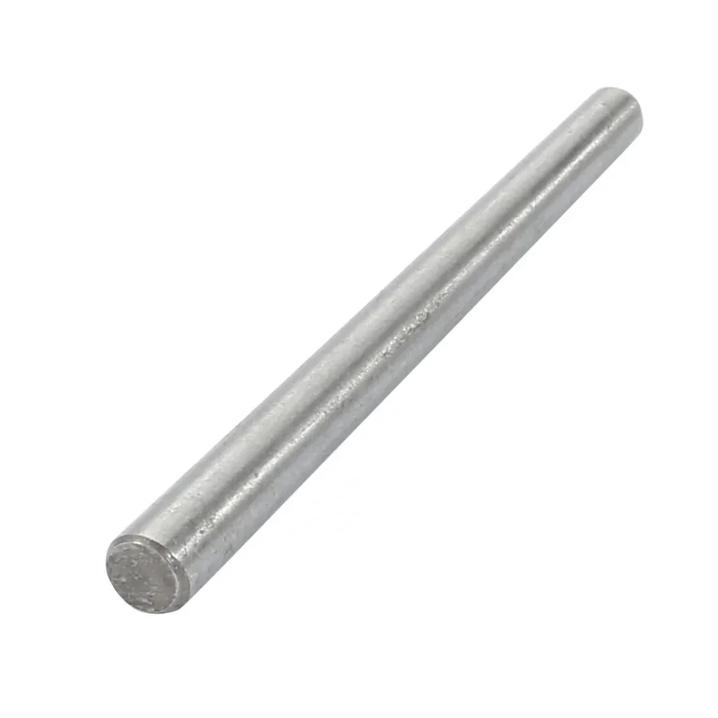 Close-up of a Ball Fence Taper Pin, 0.12 x 2 inches. Metal dowel pin used for alignment and secure fastening in mechanical applications.