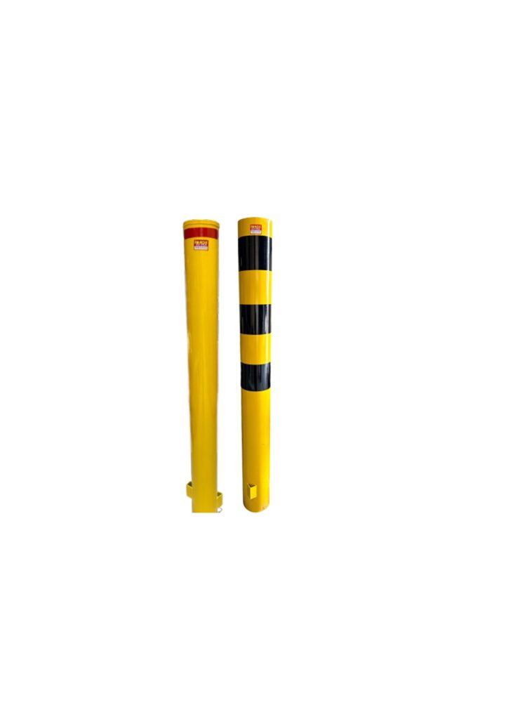 Dugite In Ground Bollard, 219mm x 2100mm, 6.4mm. Safety Yellow bollard with/without mine spec stickering, for safety and security.
