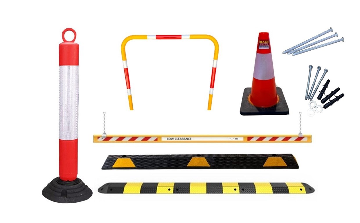 Home page: Traffic safety equipment including bollard, barrier, cone, speed bump, and fixings for traffic management.