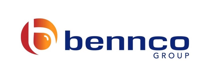 Bennco Group Home Page: Bennco logo with stylized b and oil drop icon. Bennco Group text in blue. Company branding for homepage.