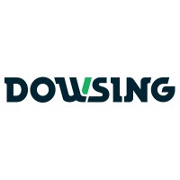 Dowsing logo. Home page image featuring the Dowsing brand name in dark blue with a green accent on the U, set against a white background.