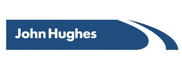 John Hughes Home Page logo. Blue banner with the name John Hughes in white text. The banner has a curved shape at the end.