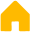 Golden house icon. Simple home symbol with a triangular roof and rectangular door against a gray background. Minimalist house graphic.