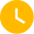Yellow clock icon with hands showing 4 o'clock. Time management symbol for schedules, deadlines, and productivity.