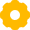 Abstract image: Yellow flower-like shape with scalloped edges and a gray center, surrounded by a gray background. Modern art illustration.